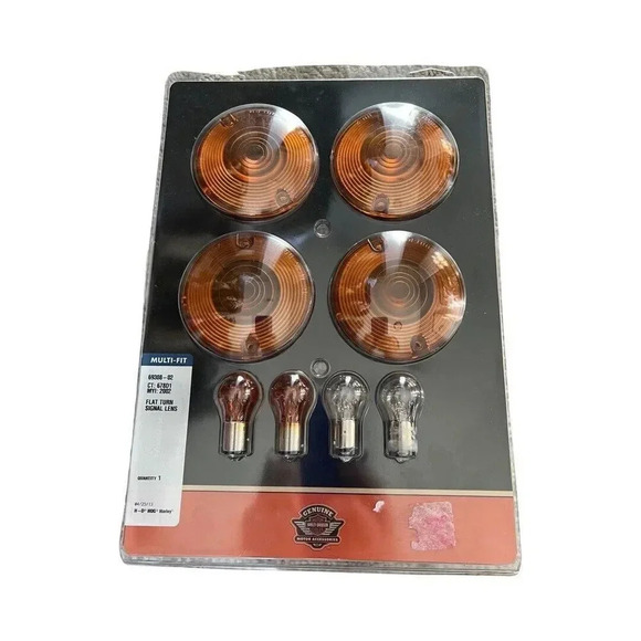 Harley Davidson Vintage Multi Fit Smoked Flat Turn Signal Lens Kit 69308-02 New - Picture 1 of 2